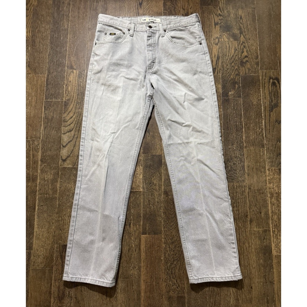 Lee Regular Fit Jeans Mens Size W34xL32 Gray Straight Leg Mid Rise Cotton